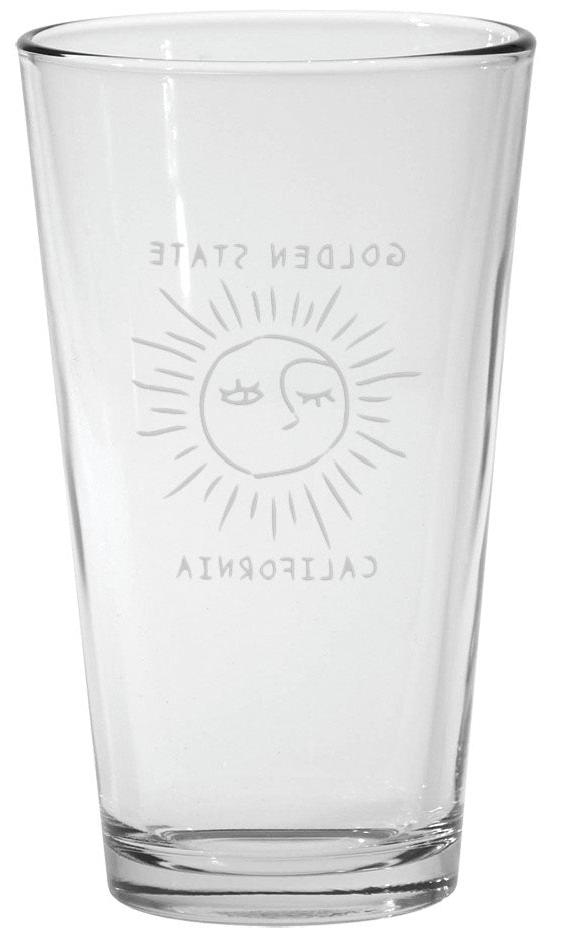 Custom Logo Golden State California Etched Pint Glass